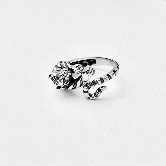 Sterling Silver Wraparound Delicate Tiger Ring, Silver Rings, Animal Zoo, Tigers - Picture 7 of 15